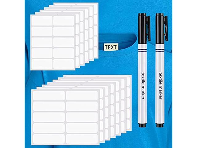 300 Pieces No-Iron Clothing Labels With 2 Pieces Permanent Fabric Markers Fabric Labels Kids Name Labels Washable Writable Fabric Labels For Daycare ...