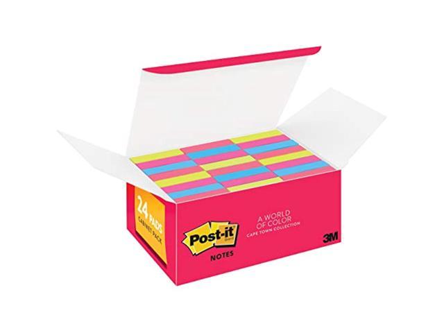 Americas #1 Favorite Sticky Notes Post-it Mini Notes 24 Pads 1.5x2 inches Recyclable 653-24ANVAD Magenta, Pink, Blue, Green Clean Removal Pack of 1 Bright Colors Cape Town Collection 