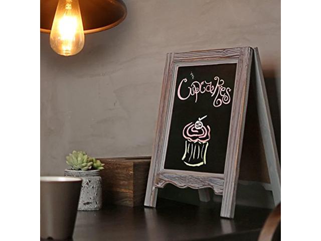 15-inch Wood A-Frame Double-Sided Chalkboard w/ Scalloped Bottom Torched Brown 