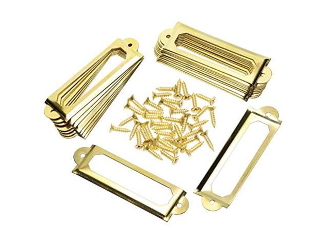 60mmx17mm Metal Office Library File Drawer Tag File Name Card Business Card Label Holder Cabinet Shelves Drawer Pull Frames with Screws,Browze Color,20pcs 