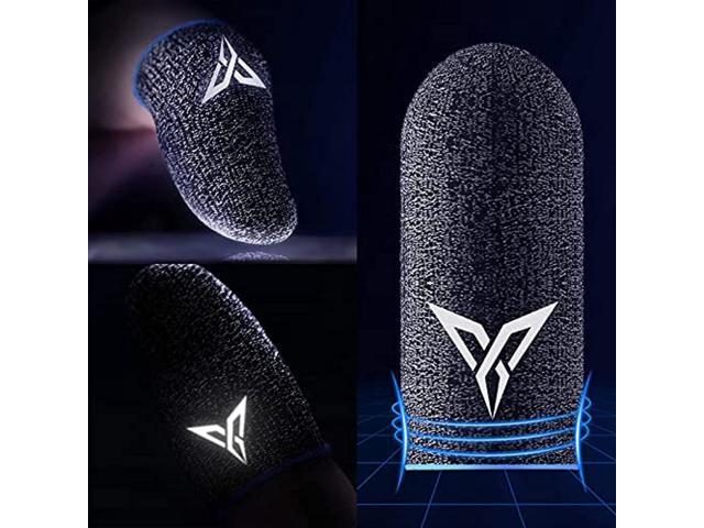 Anti-Sweat Breathable Full Touch Screen Sensitive Shoot Aim Joysticks Finger Gloves for PUBG Games 2 Pack HUAYUWA Mobile Game Controller Finger Sleeve Sets Black + Blue 5 