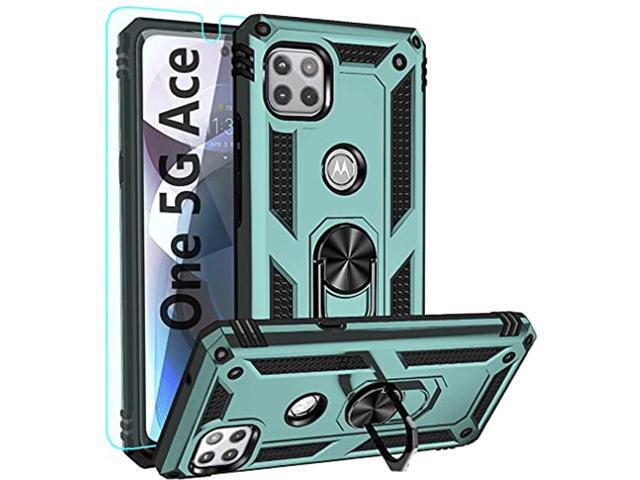 Moto One 5g Ace Case With Hd Screen Protector Military Grade Ring Car Mount Kickstand Hybrid Hard Pc Soft Tpu Shockproof Protective Case For Motorola Moto One 5g Ace Dark Green Newegg Com