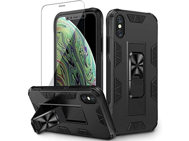 Black Dretal Military-Grade Series Case for Oneplus Nord N10 5G Full-Body Shockproof Built-in Kickstand Car Mount Protective Cover with Tempered Glass Screen Protector and Camera Film