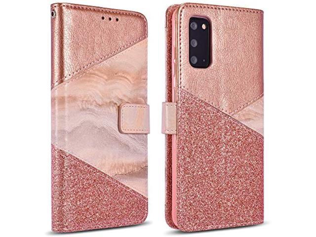 Rose Gold Card Slots Stand Function Phone Case for Samsung A12 ZCDAYE Wallet Case for Samsung Galaxy A12,Magnetic Button Ceramic Pattern Premium PU Leather Folio Flip Case Cover with