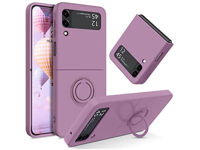 Compatible With Samsung Galaxy Z Flip 3 5g Case 6 7 Inch Liquid Silicone With Ring Kickstand Soft Gel Rubber Microfiber Lining Cushion Texture Slim Cover For Samsung Z Flip 3 Purple Newegg Com