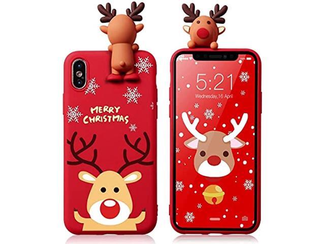 For Iphone Xr Christmas Case Phone Case Silicone Red 3d Doll Toy Xmas With Design For Girls Women Slim Shockproof Soft Cute Cover Skin For Apple Iphone Xr 6 1 Inch Elk