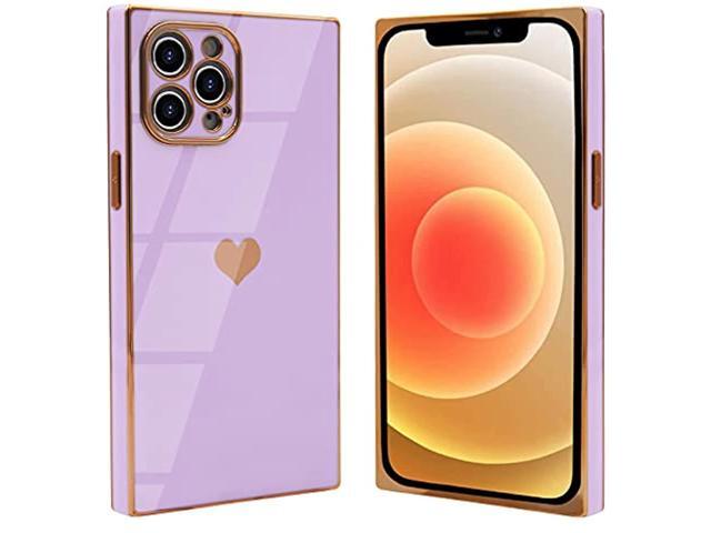 For Iphone 12 Pro Max Case 6 7 Square Cute Glitter Plating Heart Shape Pattern Print Gold Design For Women Girls Luxurly Screen Camera Protection Shockproof Soft Bumper Silicone Cover P Newegg Com
