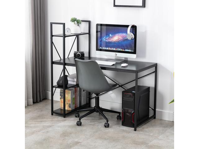 Bonzy Home Study Computer Desk 47" Home Office Student Writing Small Desk, Modern Simple Style PC Table Coffee Table for Small Spaces Black Metal Frame