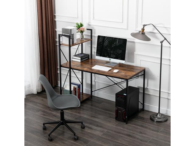 Bonzy Home Folable Study Computer Desk 40" Home Office Student Writing Small Desk, Modern Simple Style PC Table Coffee Table for Small Spaces Black Metal Frame