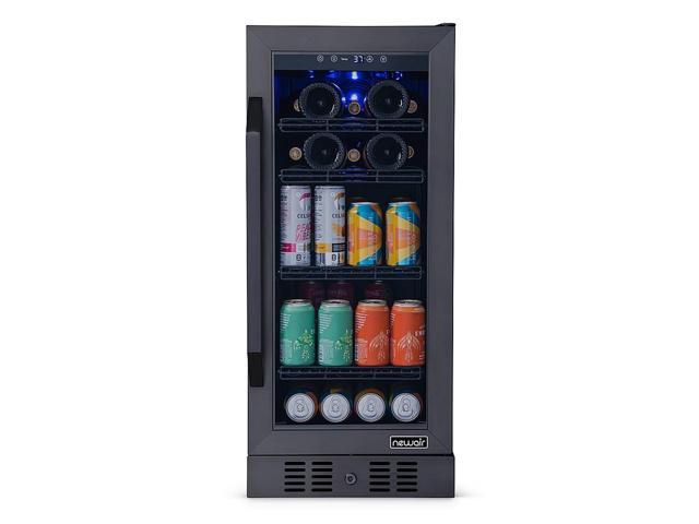 NewAir 15 Flipshelf Wine and Beverage Refrigerator, Reversible Shelves Hold 80 Cans or 33 Bottles in Black Stainless Steel