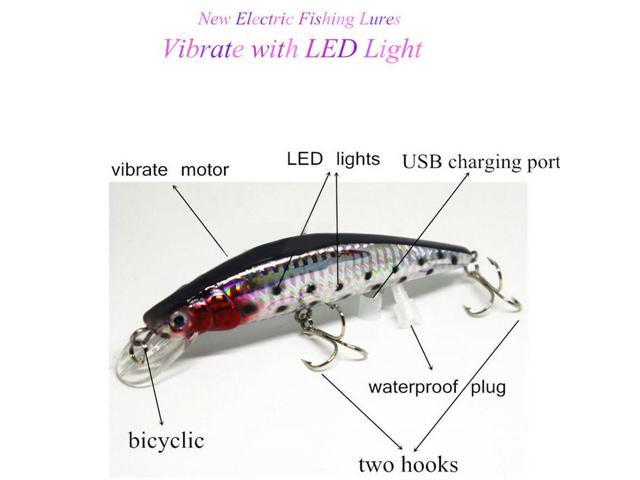 USB Fishing Lures LED Electric Vibrate Charging Fish Lure Bait Hook'Rechargeable 