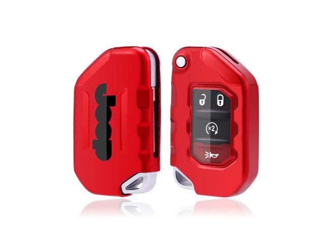 TPU Flip Car Key Case Cover Holder Fits For Jeep Wrangler JT Gladiator Remote Fob
