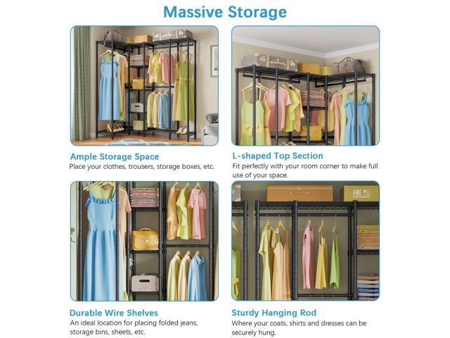 VIPEK L50 Protable Closet Rack Large Corner Freestanding Wardrobe Closet, Multi-functional L Shaped Clothes Rack Heavy Duty Metal Clothing Rack for