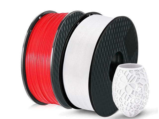 2 Pack PLA 3D Printer Filament 1.75mm, PLA Filament Bundl, Dimensional Accuracy +/- 0.02mm, 1kg Spool(2.2lbs) x 2, Fit Most FDM Printer(White+Red - 2 Pack)