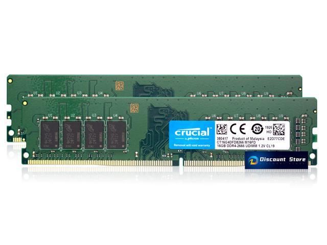 Crucial 32GB(2X16GB) DDR4 2666 MHz CL19 RAM CT16G4DFD8266.M16FD