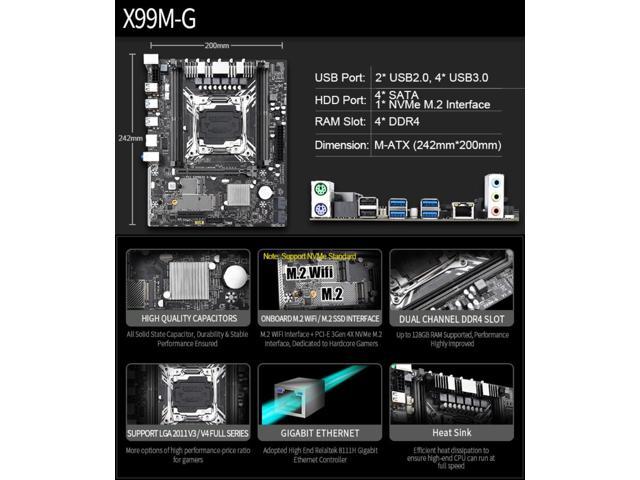 JINGSHA X99M-G LGA 2011-3 Motherboard Support NVME M.2 USB3.0 SATA