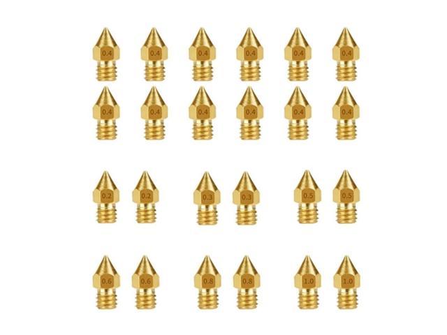 14 Pcs MK8 Extruder Nozzle 3D Printer Extruder Brass Nozzle Print Head with 7 Different Sizes 0.2mm, 0.3mm, 0.4mm, 0.5mm, 0.6mm, 0.8mm, 1.0mm for 1.75MM MK8 Makerbot ANET A8 and CR-10 Printer 