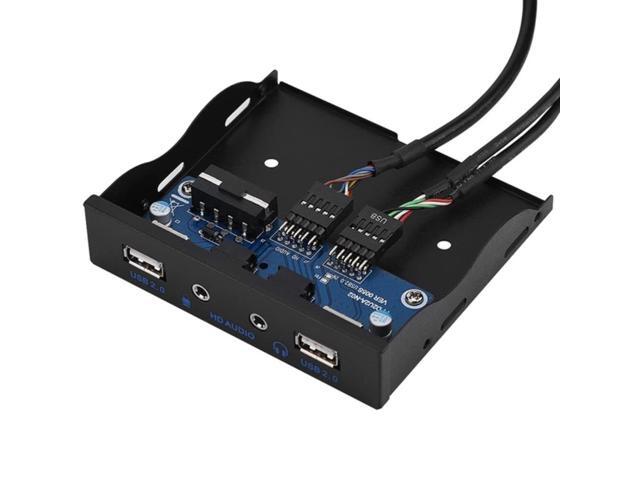 Panneau Avant Multifonctionnel 3.5″ – 2 Ports USB 2.0 + Audio HD/Micro – Connecteur 9 Broches – Métal – Plug And Play
