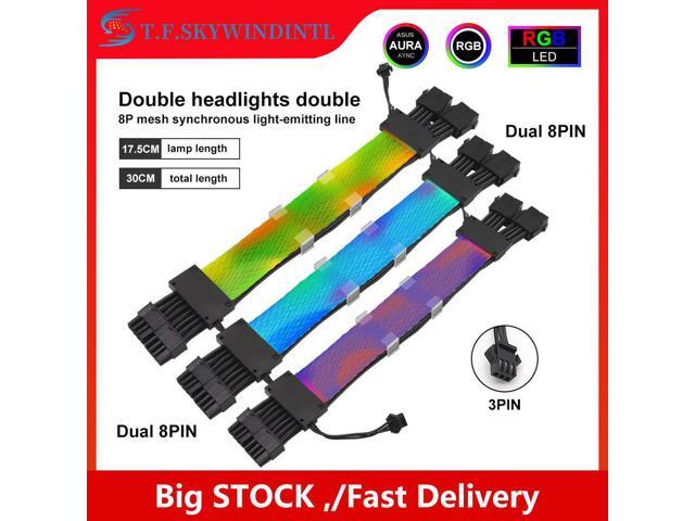 T.F.SKYWINDINL Dual 8pin Sync GPU Extendsion Cable PC Case PSU RGB ...