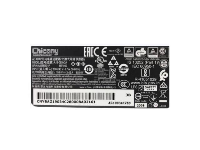19V 3.42A 65W 4.0x1.7mm Chicony A18-065N3A A065R191P AC Adapter For ...
