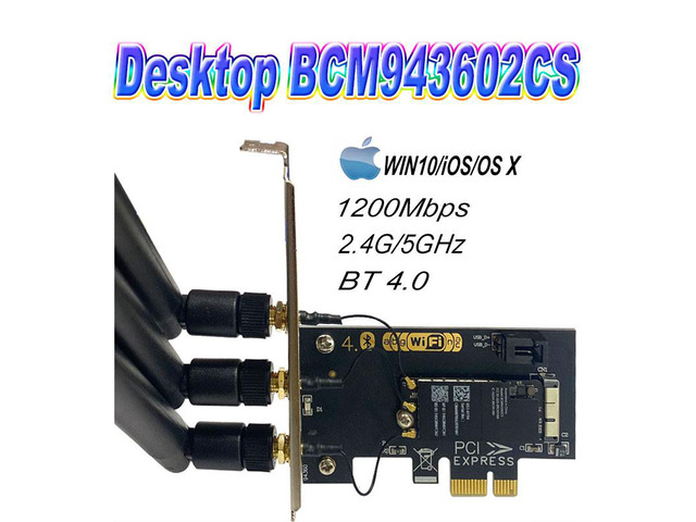 Broadcom BCM943602CS Desktop Dual Band 802.11 AC PCI-E Wi-Fi Bluetooth ...