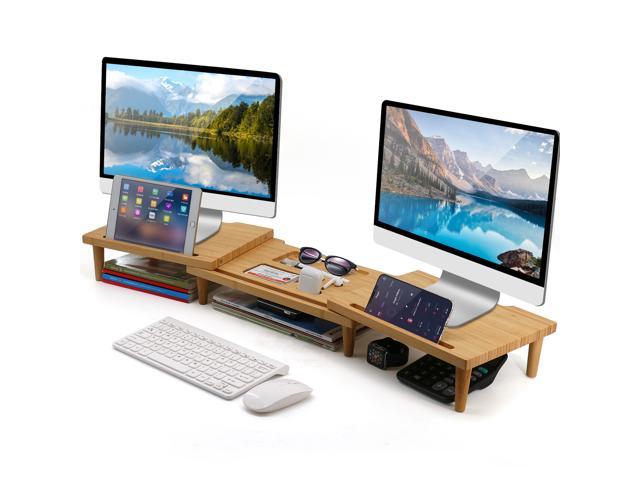 bamboo dual monitor stand