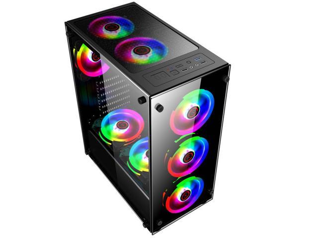 Transparent Glass Gaming Computer PC Case Gamer Cooling For ATX/ m-atx/mini-itx Motherboard Support 8 Fans