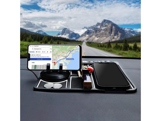 Non-Slip Phone Pad for 4-in-1 Car,2022 New Universal 360 Degrees Rotating Car Phone Holder,Dashboard Phone Mat Holder with Aromatherapy and Temporary Car Parking Card Number Plate 