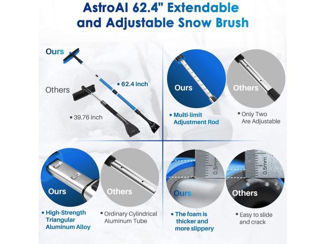 AstroAI 62.4 Inch Ice Scraper and Extendable Car Snow Brush, Snow Brush for  Car, Orange