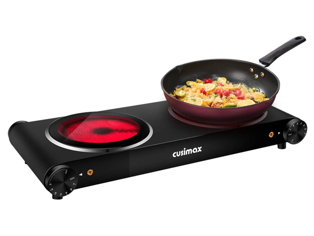 Cusimax Infrared Double Burner Hot Plates for Cooking, 1800-Watt Portable  Electric Stove, Black Stainless Steel Countertop Burner - Newegg.com