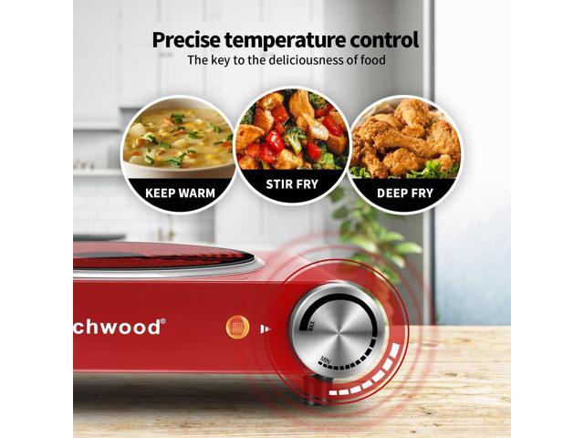 Hot Plate, Techwood Double Burner for Cooking, 1800W Countertop Electric Stoves with Adjustable Temperature & Stay Cool Handles, Dual Cooktop for RV