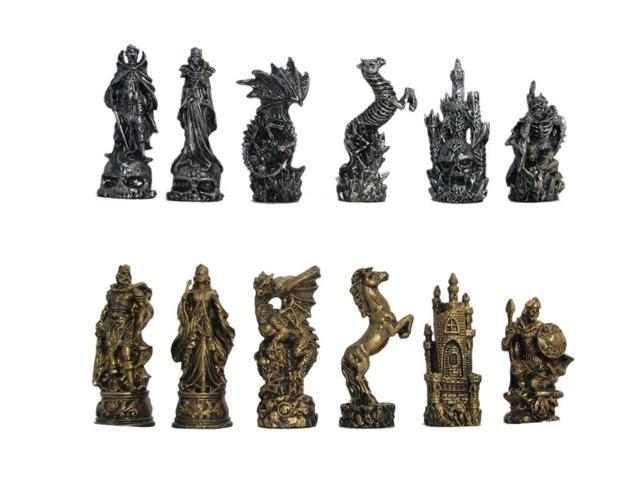 Medieval Fairy Fantasy Chess Board Game Set 3D Woodland Platform Resin  Pewter