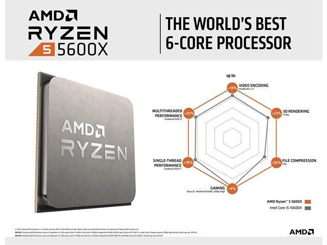AMD Ryzen 5 5600X - Ryzen 5 5000 Series Vermeer (Zen 3) 6-Core 3.7 GHz  Socket AM4 65W Desktop Processor - 100-100000065BOX