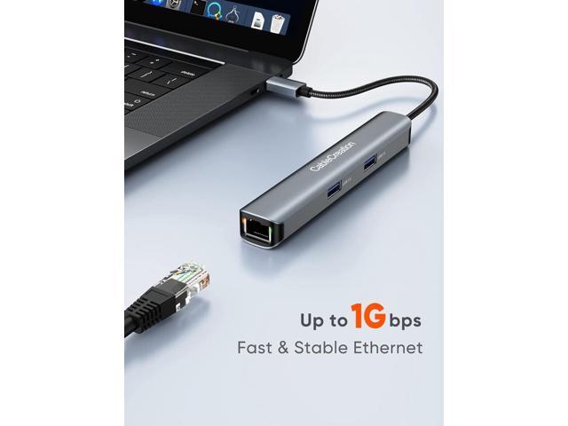 USB C Hub Ethernet HDMI 4K 60Hz, KOZYC 6 in 1 USB C Hub Multiport Adapter  with 1 HDMI 2.0 4K@60Hz, 1Gbps RJ45 Ethernet, 3 USB 3.0, 100W PD Compatible