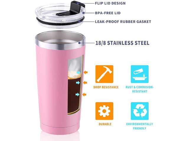 20oz Stainless Steel Tumbler with Straw and Lid, Double Wall