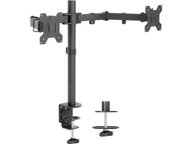 Dual LCD LED Monitor Desk Mount Stand Heavy Duty Fully Adjustable, Fits 2 Screens up to 27"