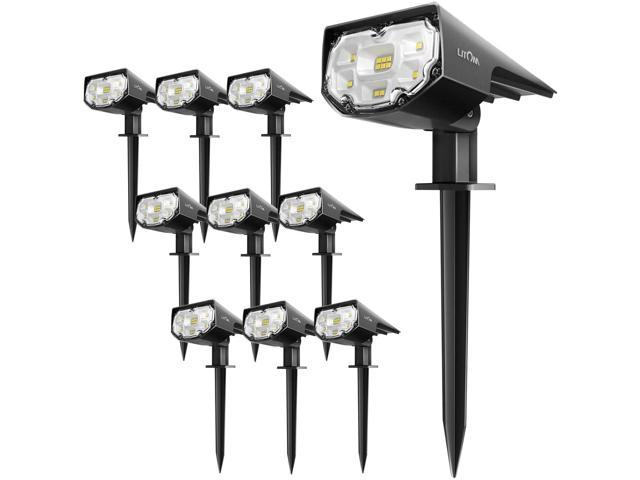 Solar Spot Lights outdoor Landscape Spotlights Waterproof Solar Powered Wall Light 2-in-1 Wireless Decor Security Landscaping Lights for Yard Garden Driveway Porch Pool Patio 2 Pack Cold White