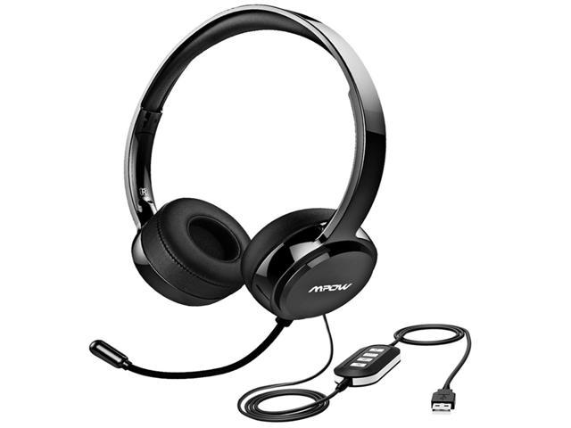 Comfort-fit Business Headset with Mic for Laptop Call Center Phone 3.5mm Computer Headset with in-Line Call Control Skype Chat PC USB Headset with Microphone Noise Cancelling