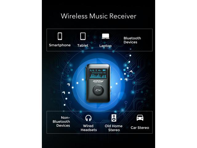 Bluetooth 5.0 Receiver 3D Surround Bluetooth Receiver for Music Streaming with The Display Screen CVC 8.0 Noise-Cancelling,12-Hour Hands-Free Calls Built-in Microphone 