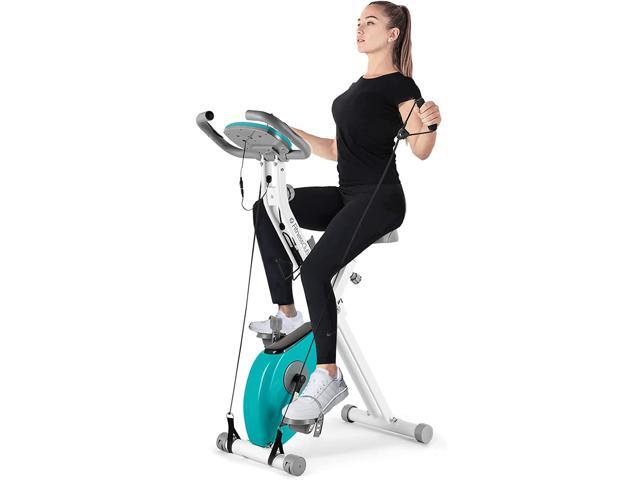 Magnetic Folding Exercise Bike Indoor Fitness Quiet Cycle W/Resistance Ropes 