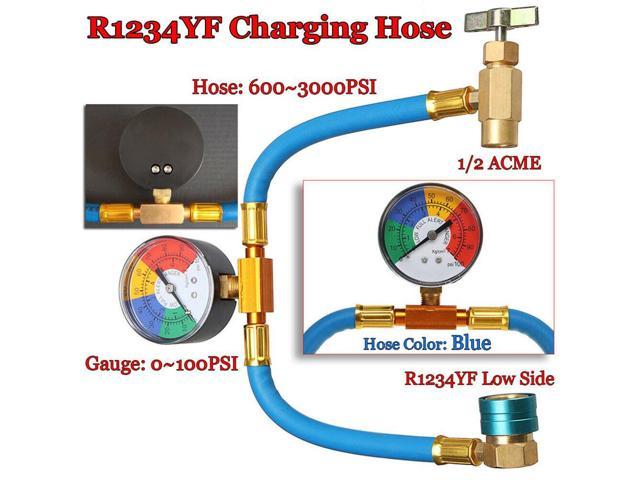 Self-Sealing R1234yf A/C Can Tap 100Psi Gauge Hose Recharge Refrigerant AC  