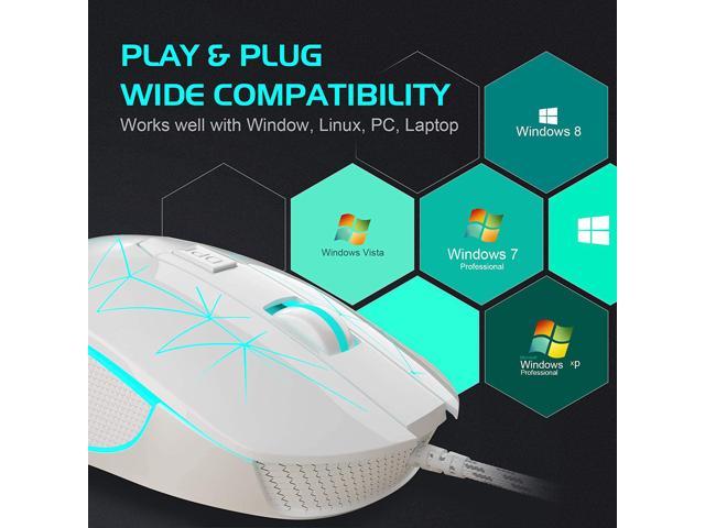 Ergonomic USB Optical Mouse with 7 Colors Breathing LED Backlit Black 6 Adjustable DPI Levels from 600 to 3200 for Laptop PC Computer Games & Work MageGee G6 Wired Gaming Mouse 