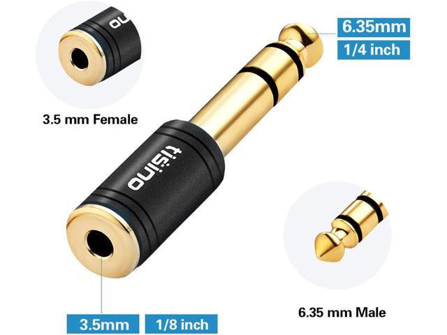 TISINO 6.35mm Female Headphone Jack Adapter 1/8 inch Male to 3.5mm 1/4 inch 2 Pack