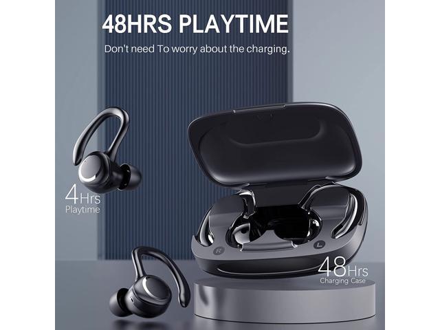 Bluetooth Headphones Sports, Wireless Earbuds 48H Playtime, 3 Switchable Wearing Styles, LED Power Display, Hi-Fi Stereo Wireless Headphones for Sports Running Workout with Charging Case