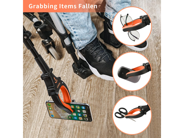 Kekoy 32'' Grabber Reacher Tool, Foldable Grabber With Light, Extra Long  Grabbers for Elderly Grab it Reaching Tool, 90 Rotating Jaw Trash Pick Up  Stick,Picker Upper Reach Extender Grabber Heavy Duty Orange