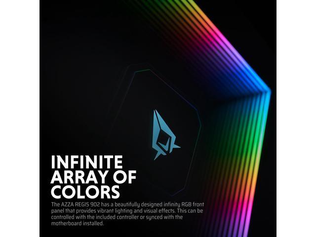 AZZA Regis 902 - Luxury Cube Case | Infinity RGB Panel | 3-Sided Tempered Glass | CNC Milled Aluminum Stand