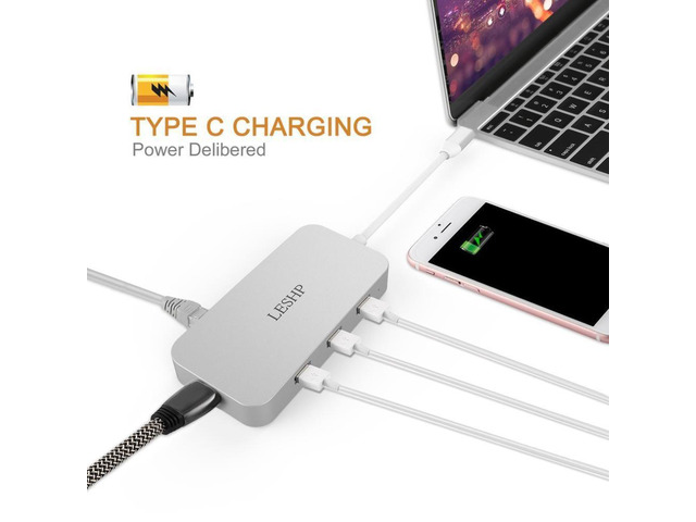 Leshp Router LESHP Aluminum White Type-c To USB-3.0 3 Port HUB RJ45 Gigabit 49.68 ...