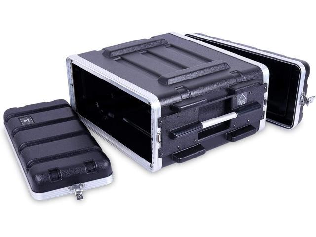Crossrock Stackable 4U Rack Case Strong Molded with Heavy Duty Hardware Standard 19.25” Depth CRA8604UBK