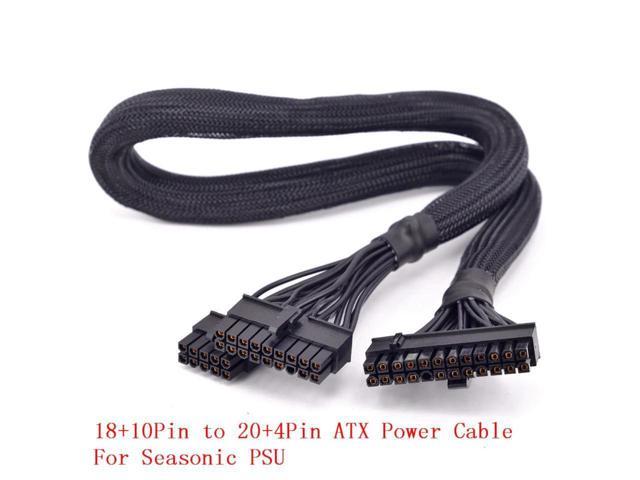 PSU Modular 18+10pin to 24Pin 20+4Pin ATX Power Supply Cable with Net for Seasonic KM3 Series X-750 X-850 SS-1050XP3 M12II Evo Series 520 620 650 750 850 Snow Silent 750 1050 FOCUS PLUS Gold