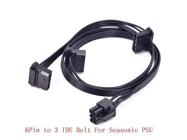 Seasonic PCIe 6Pin to 3x 4Pin IDE Curved Power Supply Cable for KM3 Series X-750 X-850 SS-1050XP3 SS-1200XP3 M12II Evo Series 520 620 650 750 850 Snow Silent 750 1050 FOCUS PLUS Gold SSR-850FX/750FX